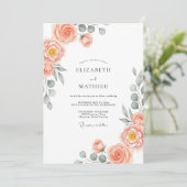 Peach Stately Spring Wedding Einladung (Stehend Vorderseite)