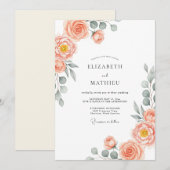 Peach Stately Spring Wedding Einladung (Vorne/Hinten)