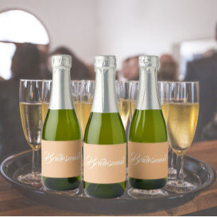 Peach Stilisierten Script Wedding Bridesmaid Schaumweinetikett