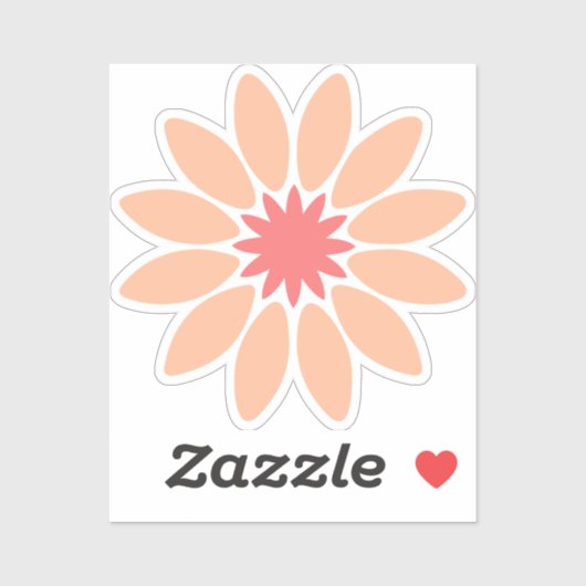 Peach Stilized Daisy Custom-Cut Vinyl Sticker (Blatt)