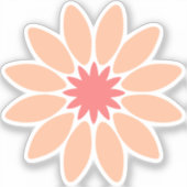 Peach Stilized Daisy Custom-Cut Vinyl Sticker (Vorderseite)