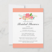 Peach Streifen Blumendusche Einladung (Vorderseite)