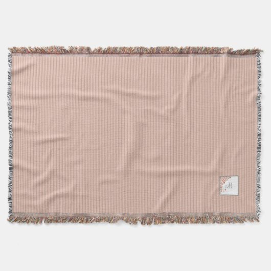 Peach Strip Terracotta Butterfly Script Monogram Decke (Vorderseite)