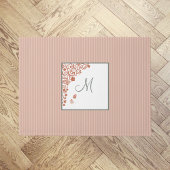 Peach Strip Terracotta Butterfly Script Monogram Fußmatte