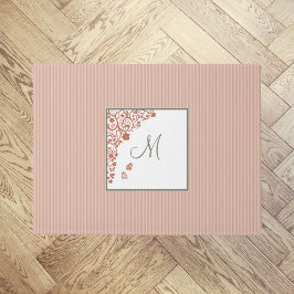 Peach Strip Terracotta Butterfly Script Monogram Fußmatte