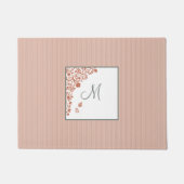 Peach Strip Terracotta Butterfly Script Monogram Fußmatte (Vorderseite)