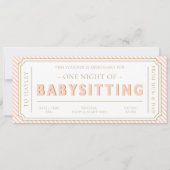 Peach Stripe Babysitting Gutscheinkarte Einladung (Vorderseite)