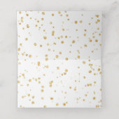 Peach Stripe Floral Gold Confetti Tischnummer Platzkarte (Innenseite Aufgefaltet)