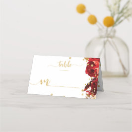 Peach Stripe Floral Gold Confetti Tischnummer Platzkarte