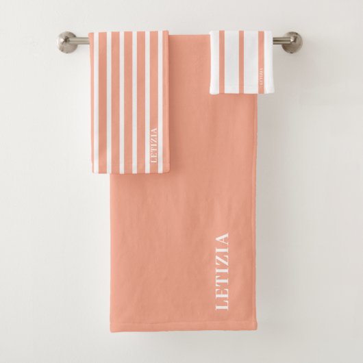 Peach Striped  Badhandtuch Set (Insitu)