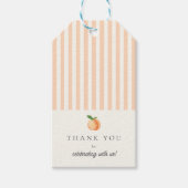 Peach Stripes Babydusche Geschenkanhänger (Vorderseite)