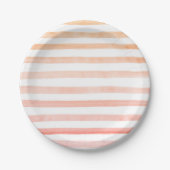 Peach Stripes Wasserfarbe Pappteller (Vorderseite)