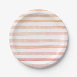 Peach Stripes Wasserfarbe Pappteller
