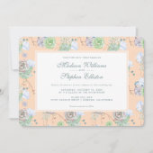 Peach Succulents Floral Watercolor - Hochzeit Einladung (Vorderseite)