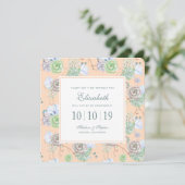 Peach Succules Floral Watercolor - Bridesmaid Einladung (Stehend Vorderseite)