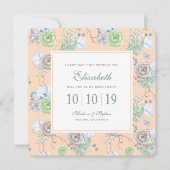 Peach Succules Floral Watercolor - Bridesmaid Einladung (Vorderseite)