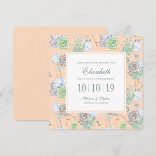 Peach Succules Floral Watercolor - Bridesmaid Einladung