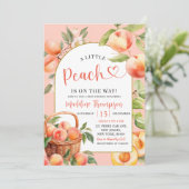 Peach Summer Fruit Thema Kinderdusche Einladung (Stehend Vorderseite)