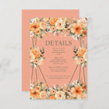 Peach Summer Wedding Details Eintrittskarte