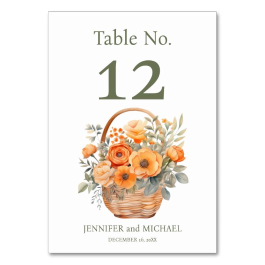 Peach Summer Wedding Tischnummer (Rückseite)