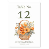 Peach Summer Wedding Tischnummer (Vorderseite)