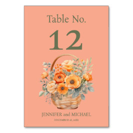 Peach Summer Wedding Tischnummer