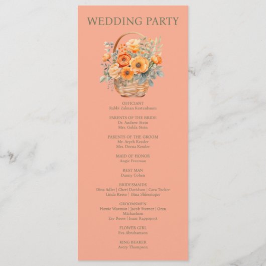 Peach Summer Wedemony Program Programm (Rückseite)