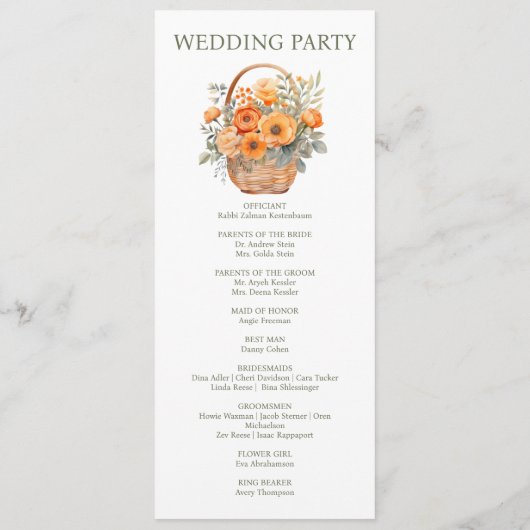 Peach Summer Wedemony Program Programm (Rückseite)