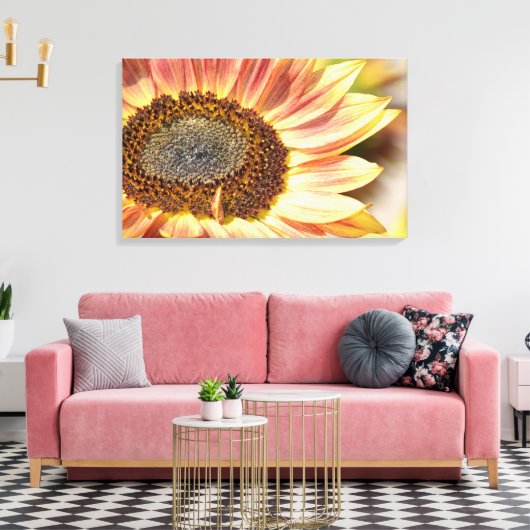 Peach Sunflower Leinwanddruck (Insitu (Wohnzimmer))