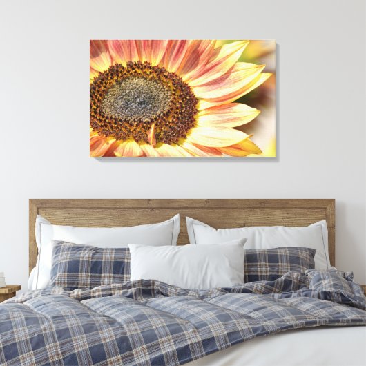 Peach Sunflower Leinwanddruck (Insitu (Schlafzimmer))