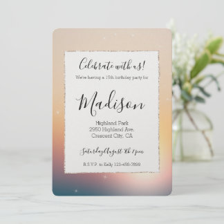 Peach Sunrise Sparkle Geburtstag Einladung