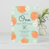 Peach Sweet to be one 1st Birthday Einladung (Stehend Vorderseite)