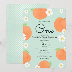 Peach Sweet to be one 1st Birthday Einladung