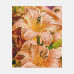 Peach-Taglilie Fleecedecke