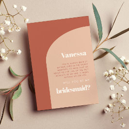 Peach Terracotta arch Bridesmaid Vorschlag Karte