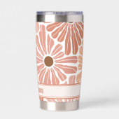Peach Terracotta Boho Blume Muster Monogram Thermobecher (Rückseite)