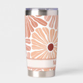 Peach Terracotta Boho Blume Muster Monogram Thermobecher (Vorderseite)