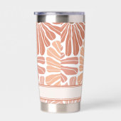 Peach Terracotta Boho Blume Muster Monogram Thermobecher (Rechts)