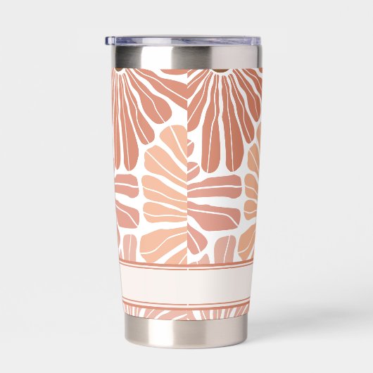 Peach Terracotta Boho Blume Muster Monogram Thermobecher (Rechts)