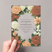 Peach, Terracotta & Cream Floral Wedding Acryleinladungen (Insitu (Handheld))