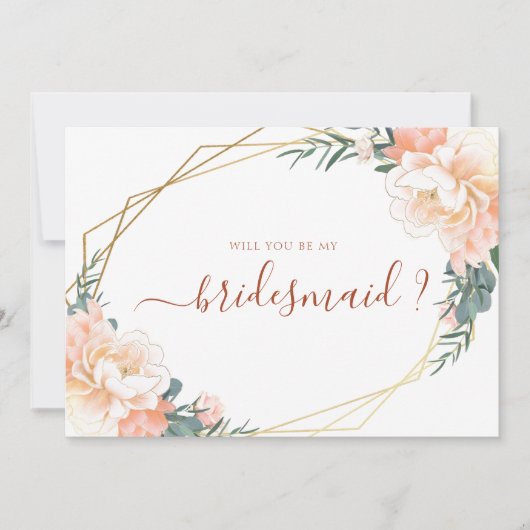 Peach Terracotta Gold werden Sie meine Bridesmaid Einladung (Vorderseite)