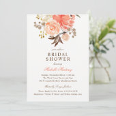 Peach Terracotta Orange Brautparty Einladung (Stehend Vorderseite)