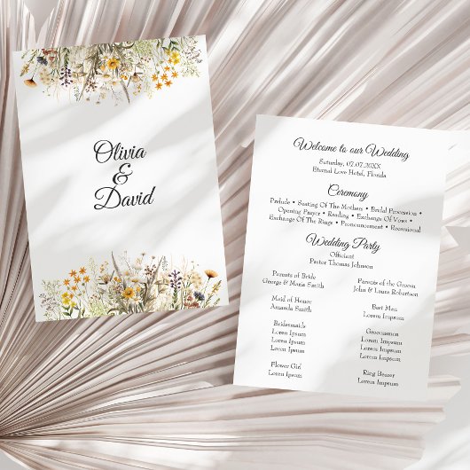 Peach Terracotta Wildblume Meadow Wedding Program Programm
