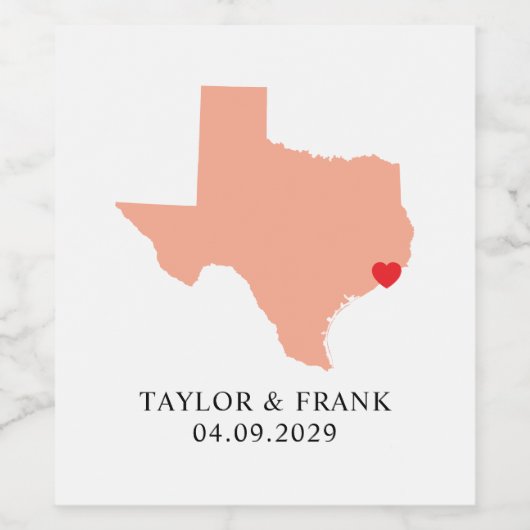 Peach Texas Wedding Weinetikett (Einzelnes Label)