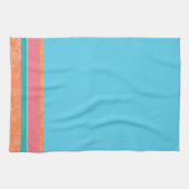 Peach Texture with Coral and Aquamarin Stripes Geschirrtuch (Horizontal)