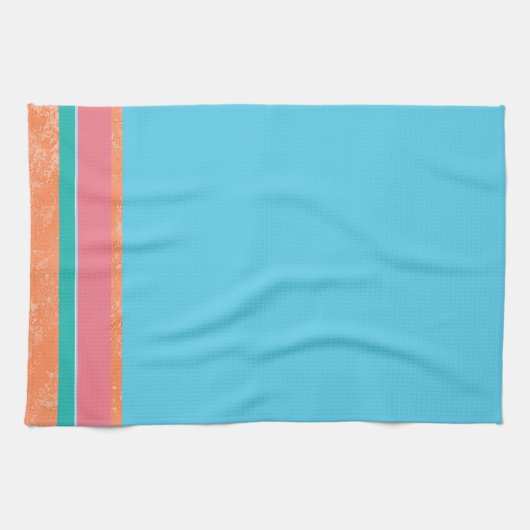 Peach Texture with Coral and Aquamarin Stripes Geschirrtuch (Horizontal)