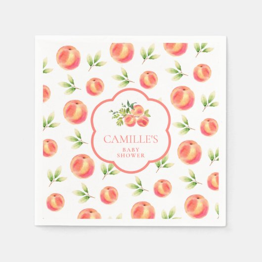 Peach Theme Babydusche Personalisiert Serviette (Vorderseite)