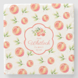Peach Theme Personalisierter Familienname Steinuntersetzer