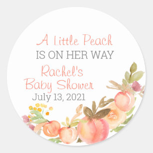 Peach Themed Baby Dusche Pflegeaufkleber Runder Aufkleber