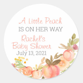 Peach Themed Baby Dusche Pflegeaufkleber Runder Aufkleber